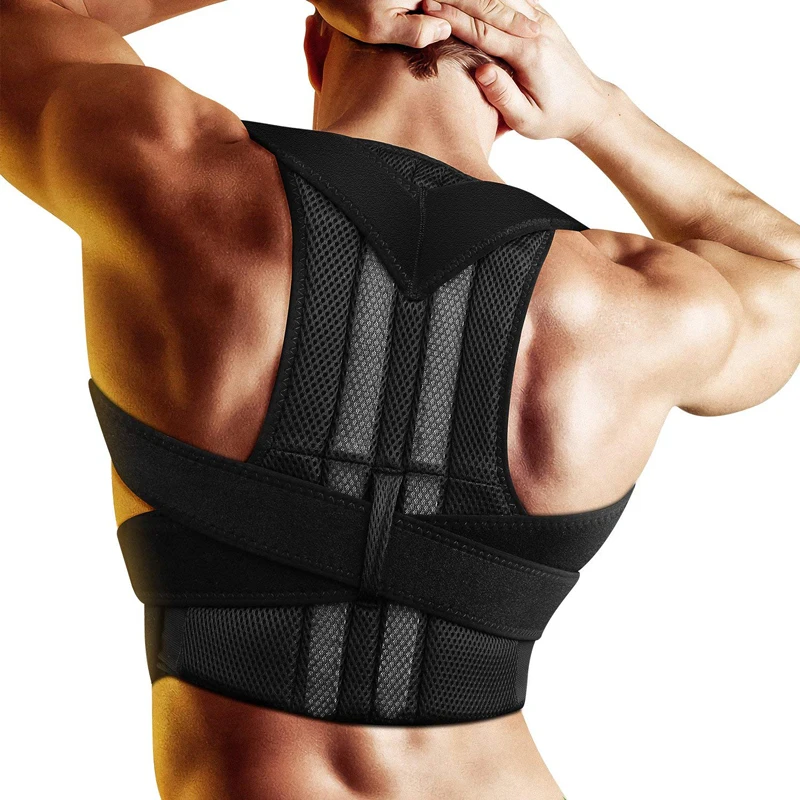 

Unisex Adjustable Back Posture Corrector Brace Back Shoulder Support Belt Posture Correction Belt for Men Women Black S-XXL