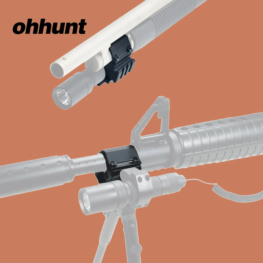 

ohhunt Hunting Tri-rail Barrel Mount Rail Picatinny Scope Mount 3 Slots for 12 Gauge Mossberg 500 Remington 870 with QD Sling