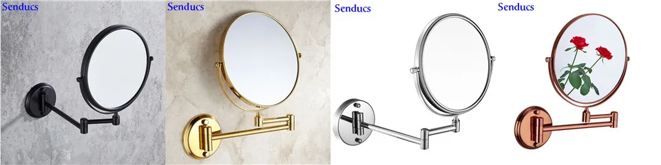 Senducs Gold Bathroom Mirror 8 Inch Brass Bath Mirror Of 3x Magnifying Mirror For Fashion Folding Bathrrom Mirrors