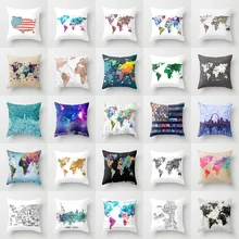 Elife Ретро Карта лен хлопок полиэстер подушка чехол украшение дома из полиэстера Спальня Декоративные диванные автомобильные подушки 45*45 см
