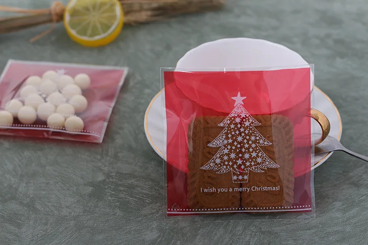 500 шт. рождественские пакеты для печенья целлофановые пластиковые конфет ОПП с
