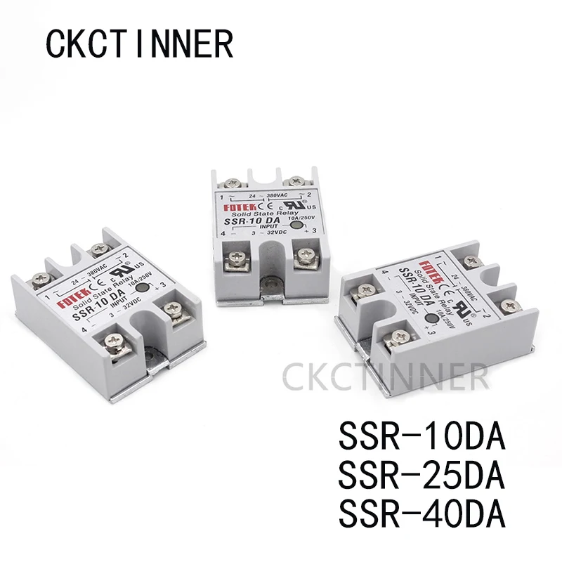 1 шт. твердотельные реле SSR-25DA 25A SSR-10DA SSR-40DA 5-24VDC до 24-380V AC SSR 25DA6-20mA