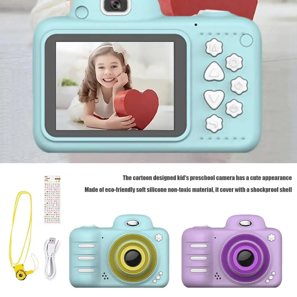 

Kids Camera 8MP 2.4 Inch Display Shockproof Child Digital Selfie HD Camera Camcorder for Girls Boys Outdoor Play