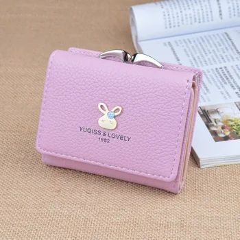 

Jaybag 2019PU Leather MINI Short Sweet Lady Simple Student Bunny Wallet Female Coin Purse Credit Card Holder Rabbit Women Wallet