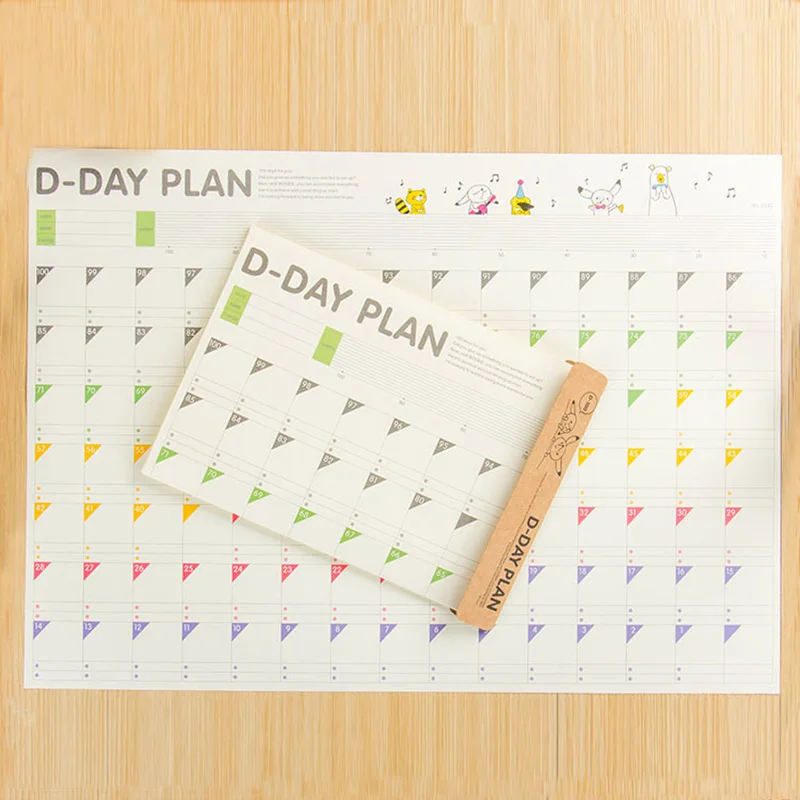 

100 Day Learning Planner Notebook Notepad For Kids Students Korean Stationery School Supplies Student 2072