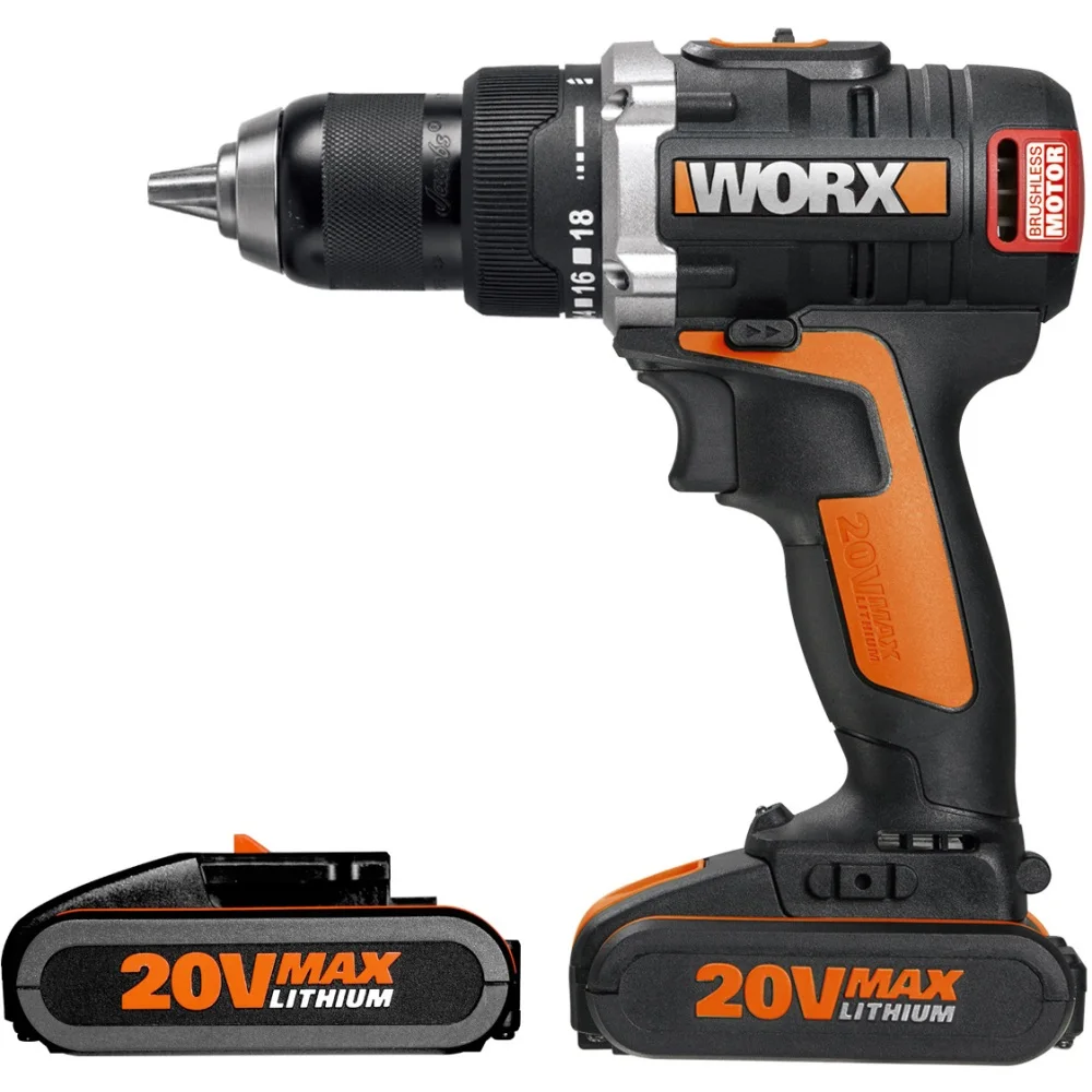 Дрель-шуруповерт аккумуляторная WORX BL WX175 20В бесщеточная 2Ач x2 кейс
