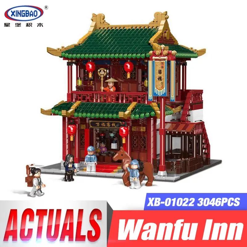 

DHL XINGBAO 01022 3046Pcs Chinese Building Series The Wanfu Inn Set Building Blocks Bricks Kids Toys House Model Birthday Gifts