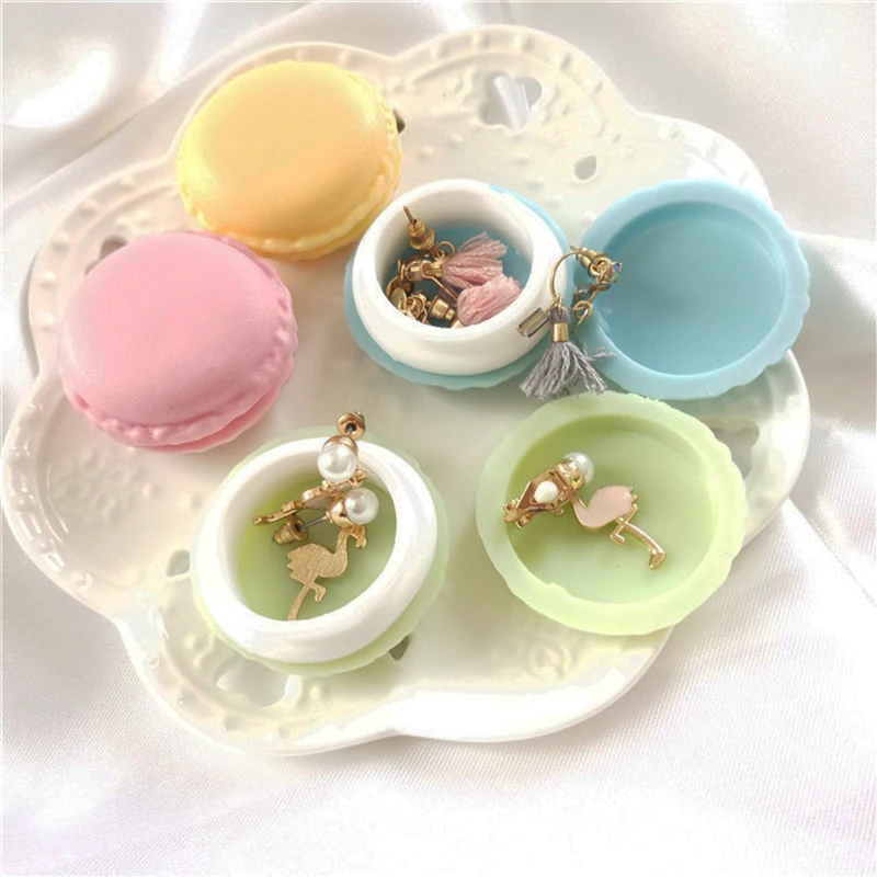 6pcs Cute Mini Macarons Desk Organizer Kawaii Stationery Candy Color Jewelry Storage Box Earphone Bag Multipurpose Case Gifts