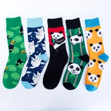 Jhouson/1 пара, мужские Разноцветные забавные носки из чесаного хлопка, новинка, с рисунком панды, Повседневная Уличная одежда, крутые носки для скейтборда