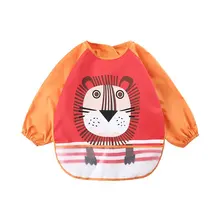 Детский чехол с длинными рукавами, фартук на время приема пищи, Детский водонепроницаемый фартук с росписью, тонкое дышащее платье заднего вида