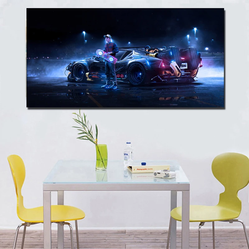 

Movie Back To The Future Super Racing Art Canvas Posters And Prints Canvas Oil Painting For Office Living Room Home Decoration