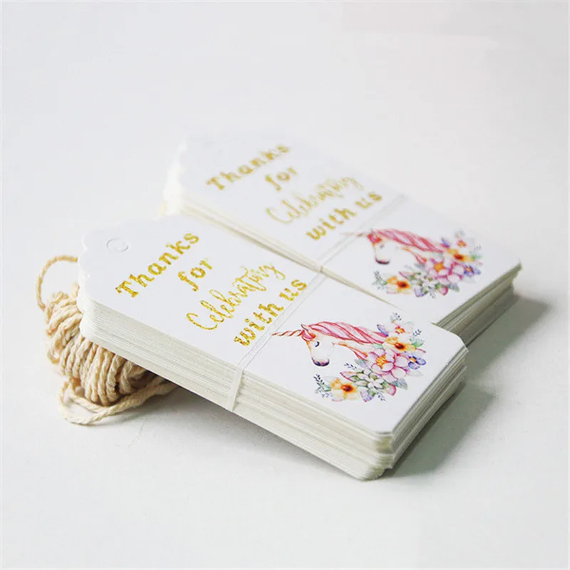 50Pcs DIY Unicorn Flamingo Bird Paper Gift Tags Labels Hanging Cards Birthday Wedding Party Decoration Unicorn Theme Party DT36 (3)