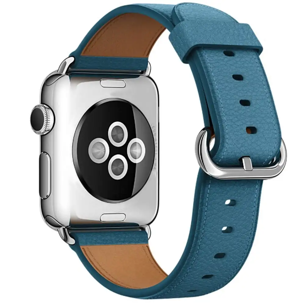Ремешок из натуральной кожи для Apple Watch 42 мм 38 мм 40 мм 44 мм, умный ремешок для часов iwatch серии 4 3 2 1, браслет из стали с классической пряжкой