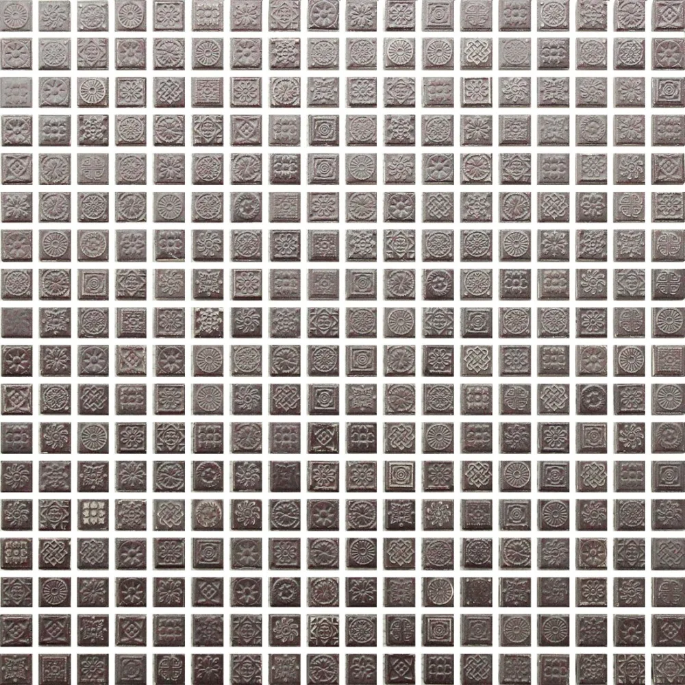 Antique yellow brown embossed ceramic mosaic tile kitchen backsplash