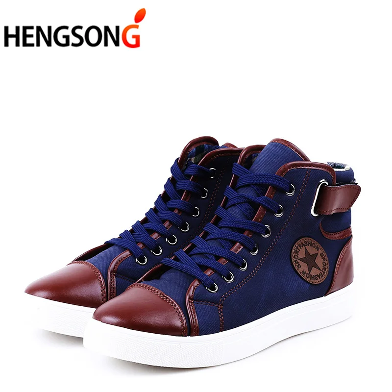

2018 Men Shoes SaERtos Tenis Masculino Male Autumn Winter Front Lace-Up Leather Ankle Boots Shoes Man Casual High Top Canvas Men