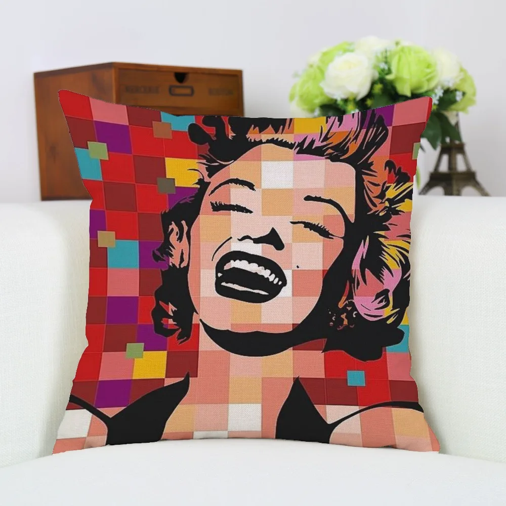 

Pillow Case Marilyn Monroe Cotton Linen Car Sofa Chair Seat 18x18 inches Square Cushion Covers New