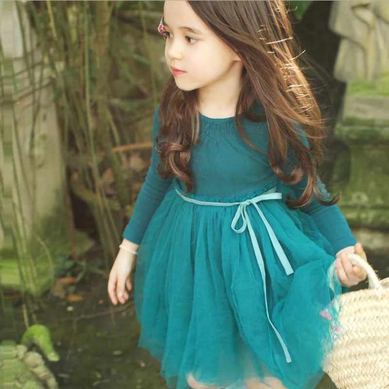 

Lace Children Party Girls Dress Kids Spring Clothes Long Sleeve Toddler Baby Dress Ball Gowns For Girls Robe Enfant Fille TZ166