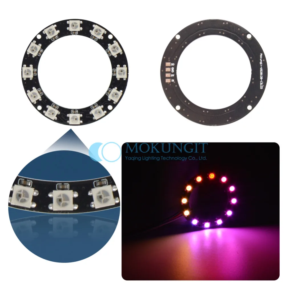 Mokungit WS2812B кольцо 1 8 12 16 24 32 93 241 SK6812 бит 4-Ring RGB светодиодный Ring 5050 встроенный rgb-драйвер для Arduino тип полосы