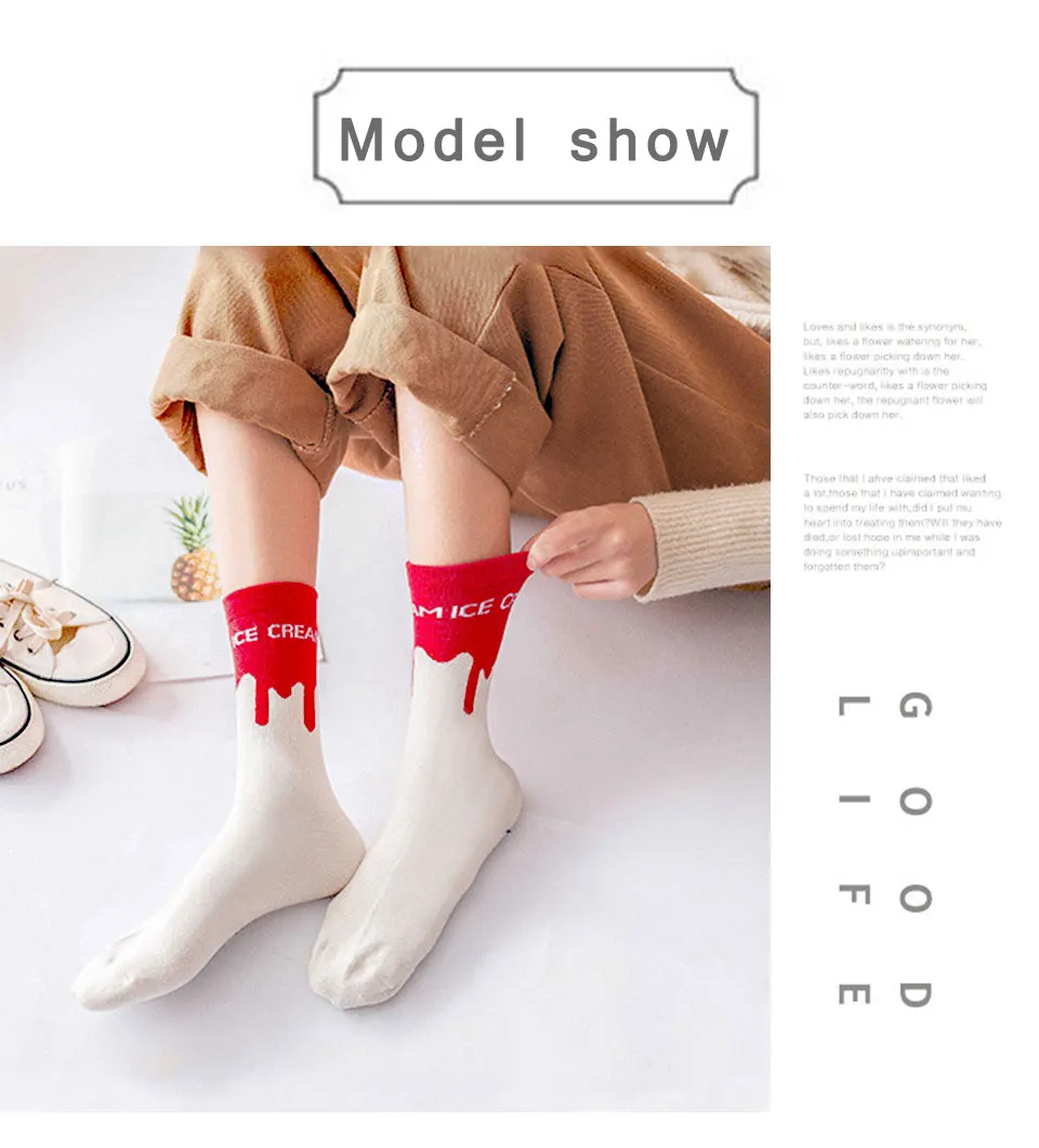 2019 Hot new products Harajuku Spring and Autumn College Wind Women`s Socks Cotton Sports Street Ladies Casual Simple Tube Socks (5)