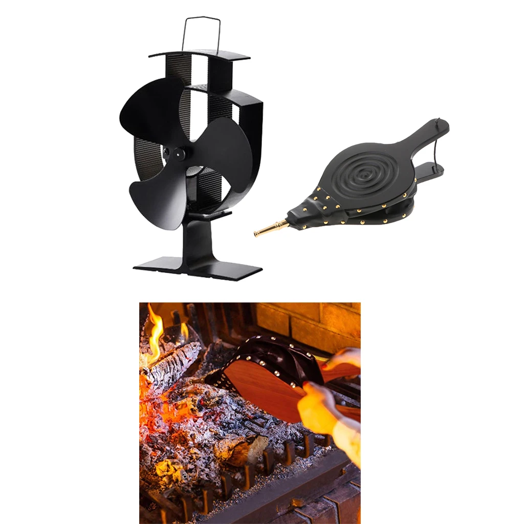 

Wooden Fireplace BBQ Camping Campfire Hand Bellows and Stove Log/Wood/Burner Heater Fireplace Fan, Fireplace Accessories