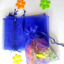 50 шт. 17*23 см Королевский синий мешочек из органзы Ювелирная упаковка Дисплей сумки шнурок мешок для браслеты/ ожерелье мини Пряжа сумка