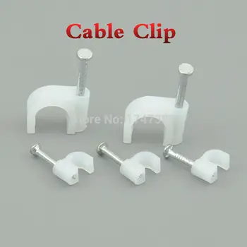 

100pcs 12mm Round Steel Nail Cable Wire Wall Hanging Screw Clips Cable Clip For RG59 RG6 White High Quality Low Price Favorable
