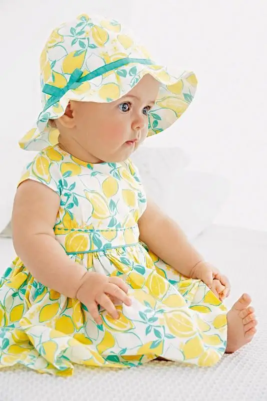 Bebes & Baby Sets fashion cotton Lemon print baby dresses +pp pants