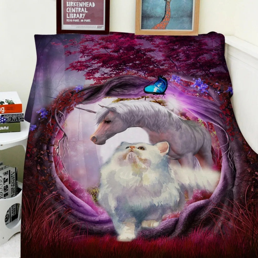 

Blankets Soft Plush Super Warm Sofa Bed Blanket Throw Wonderland White Unicorn Cat Butterfly Animal Thick Thin Cobertor Plaid