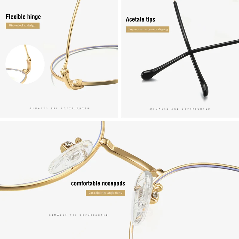 BANMAR Anti Blue Light Glasses Men Alloy Reading Goggle Eyewear Eyeglasses Frame Optical Gaming Computer Glasses For Women 1905