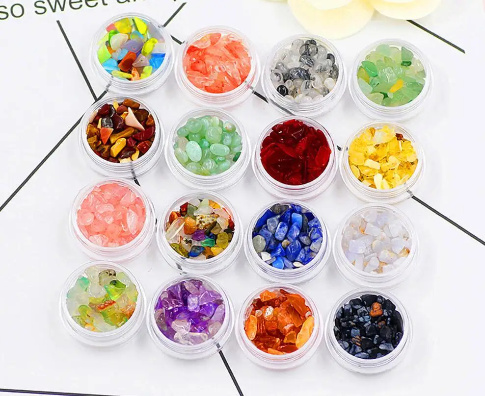 16Boxes Natural Jade Gemstone Bead Beads For UV Epoxy Filler Resin