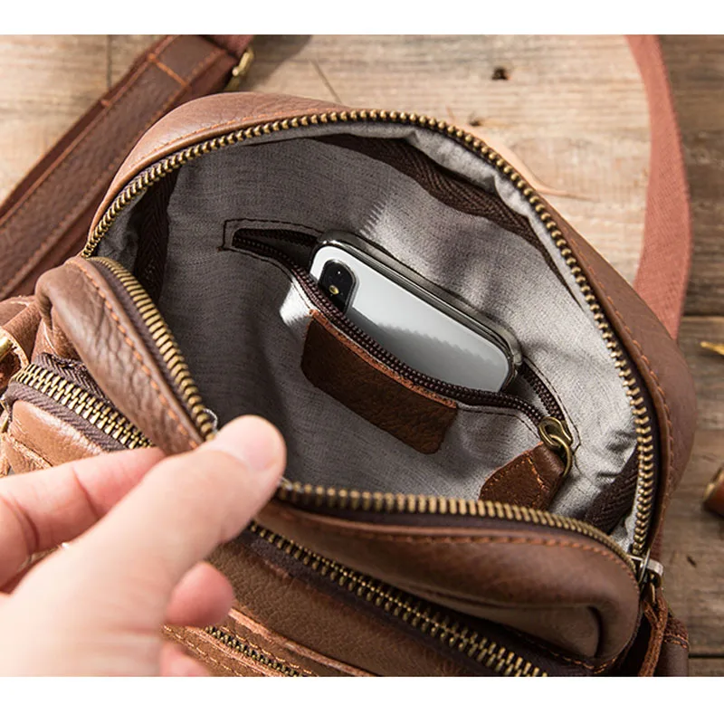 AETOO Leather shoulder bag men's casual Messenger bag head layer leather vertical men's Korean version of the trend diagonal