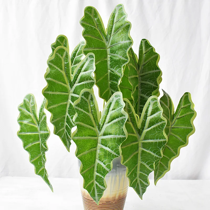 

Green Artificial Leaves Large Taro Leaf Plants Wall Material Decorative Fake Plants for Home Shop Garden Party Decor