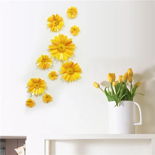  10 pcs/lot Chrysanthemum Daisy Flower Wall Sticker PVC
