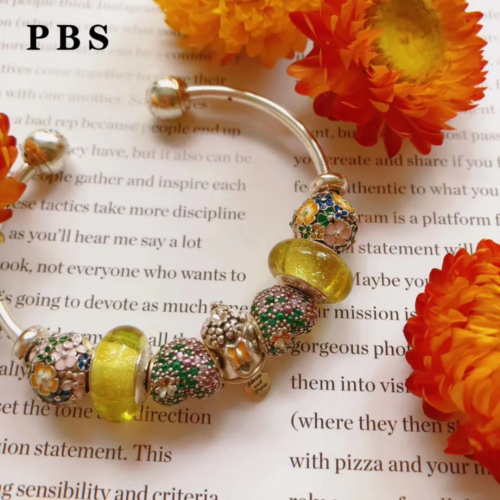

PBS 100%925 Sterling Silver Original Copy High-quality 2019 Spring New DIY Open Bracelet Logo Free Shipping