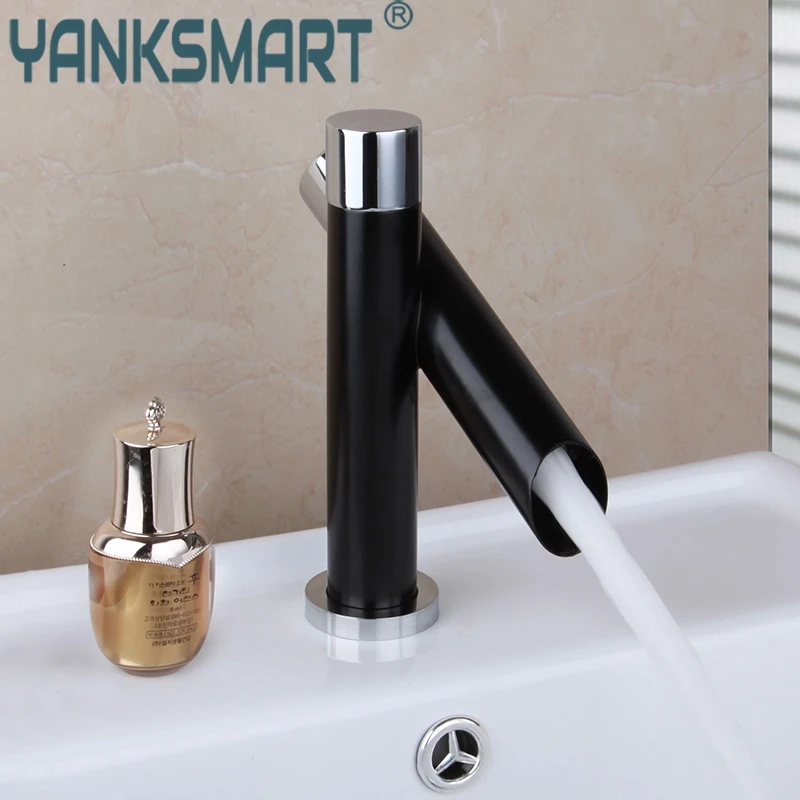 

YANKSMART Painting Basin Faucet Bathroom Black Faucet Painting Finish Basin Sink Tap Mixer Hot & Cold Water Faucet Dual Handles
