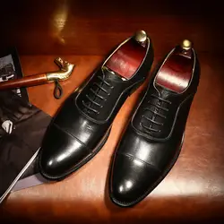 Италия стиле ручной работы мужская бизнес оксфорды мужские свадебные туфли из натуральной кожи указал жених обувь коричневый/черный