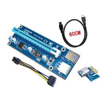 

New PCI-E Express 1x to 16x Extender Riser Card Adapter USB3.0 Extender Cable with Sata to 4Pin Power Supply Cable EM88