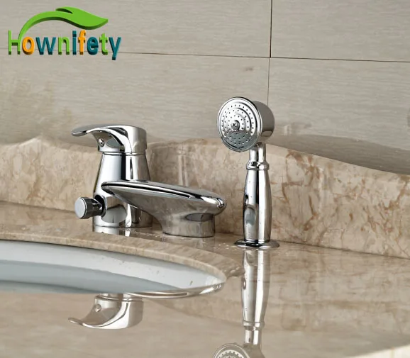 

LED Color Chorme Bathroom Tap Luxury Tub Faucet Mixer Tap W/Hand Shower Faucet