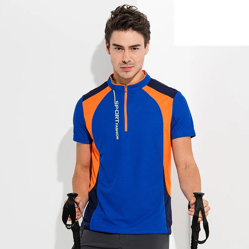 Men Blue Mortonpart Лоскутная конструкция быстросохнущая дышащая походная футболка Летняя Спортивная одежда для мужчин и женщин футболка для альпинизма и рыбалки - Цвет: Men Blue