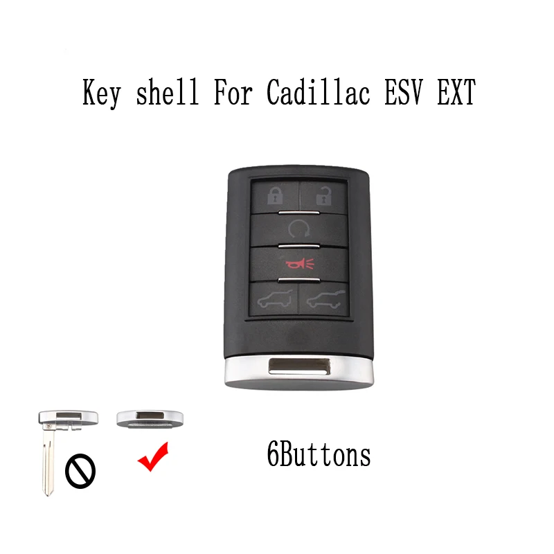

6Buttons Replacement Smart Remote Key shell Case For Cadillac Escalade ESV EXT 2007 2008 2009 2010 2011 2012 2013 2014