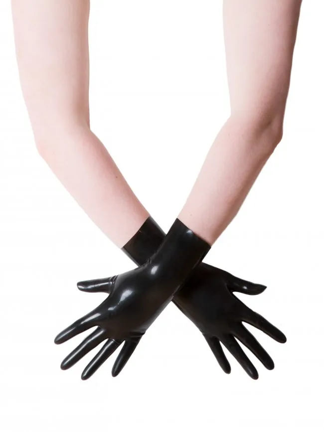

Special Offe Latex Rubber Fetish Gloves Latex Rubber Black Short Gloves High Quality Latex Mitt Black Color M Size Only
