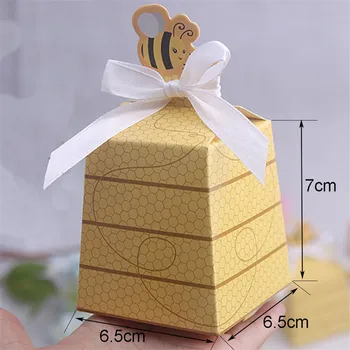 

Cute Bee Gifts Paper Box Gift Box DIY Birthday Party Wedding Favor Cookie Candy Box Bag Baby Shower Party Decoration With Ribbon