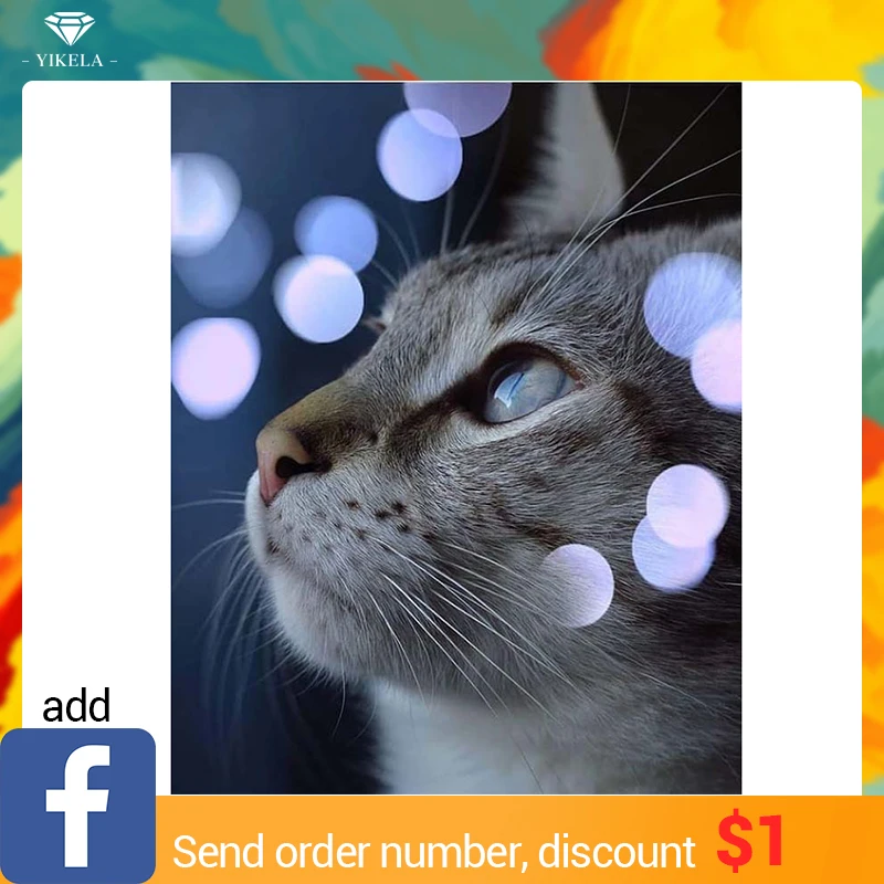Full Square DIY 5D Mosaic Cat Diamond Embroidery Cross Stitch Rhinestone Animal Painting Home Decor Gift Wall Sticker | Дом и сад