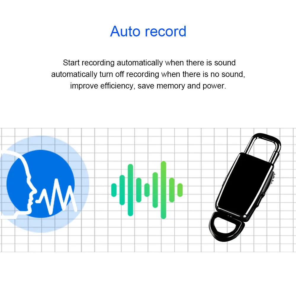  STTWUNAKE Audio Registratore Vocale professionale HD Digitale Dittafono Mini Keychain nascosta deno