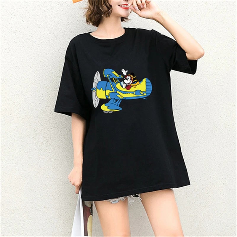 

2019 Tshirt Cute Mickey Mouse Cartoon Print Short Sleeve Harajuku Tops & Tees Fashion Casual Sexy Cotton Plus Size T Shirt Women