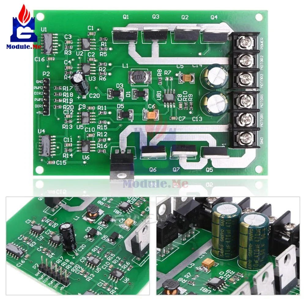 DC 3-36 в двойной двигатель драйвер хлеб доска Модуль H Мост DC MOSFET IRF3205 15 Пик 30 максимальный ток