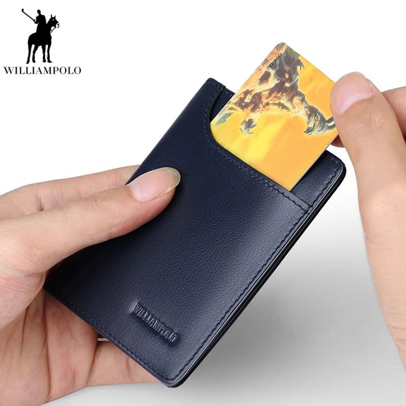 Тонкие кошельки WILLIAMPOLO из натуральной кожи для мужчин тонкий кредитница мужской