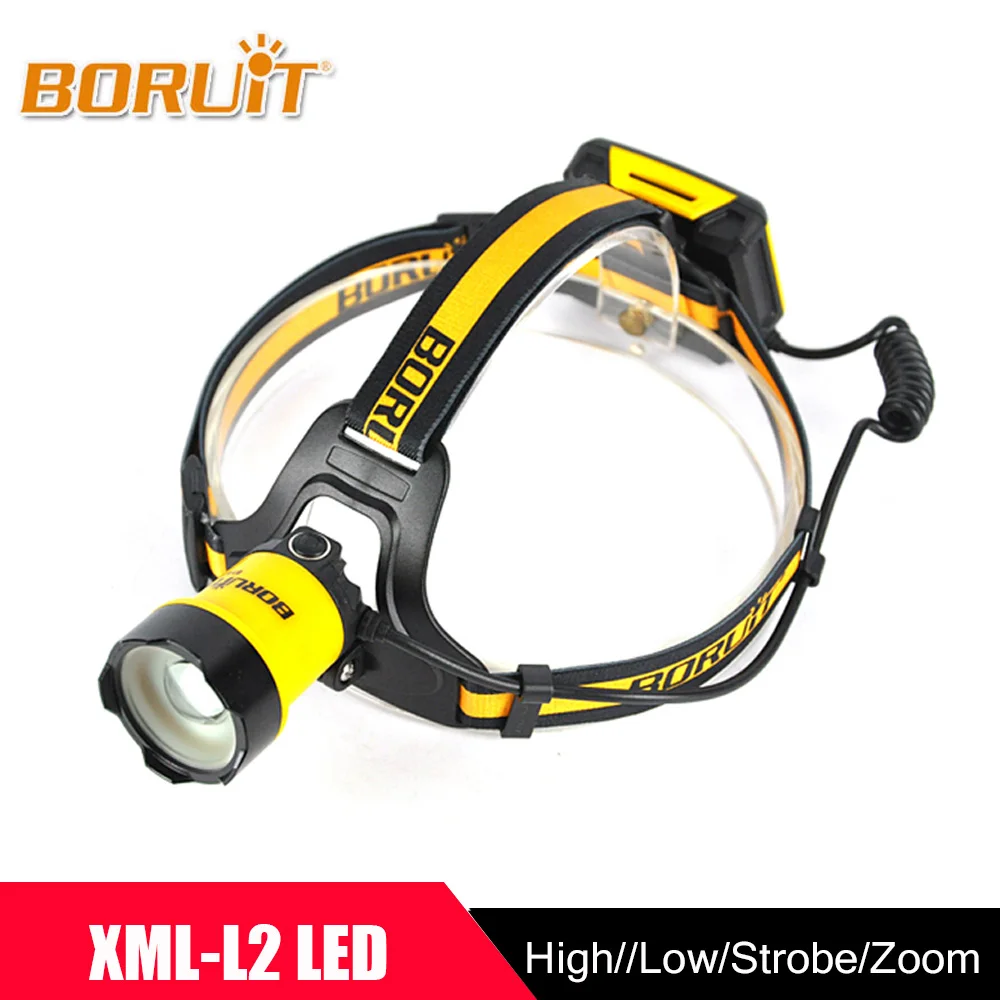 

BORUIT Brand 3000LM XML L2 LED Headlight Zoomable White light Head Lamp Torch Linterna For Fishing Hunting 3 Modes Headlamp 2017