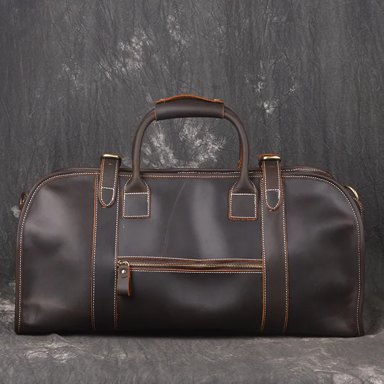 

Retro Crazy Horse Cowhide Genuine Leather Men's Bag Large Capacity Handbag Shoulder Package Fashion Traveling Men Bags