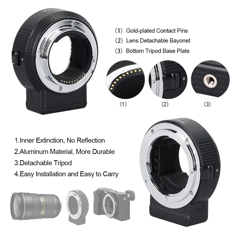 Commlite CM ENF E1 Pro адаптер для крепления объектива с автофокусом Nikon F объектив Sony E Mount A9